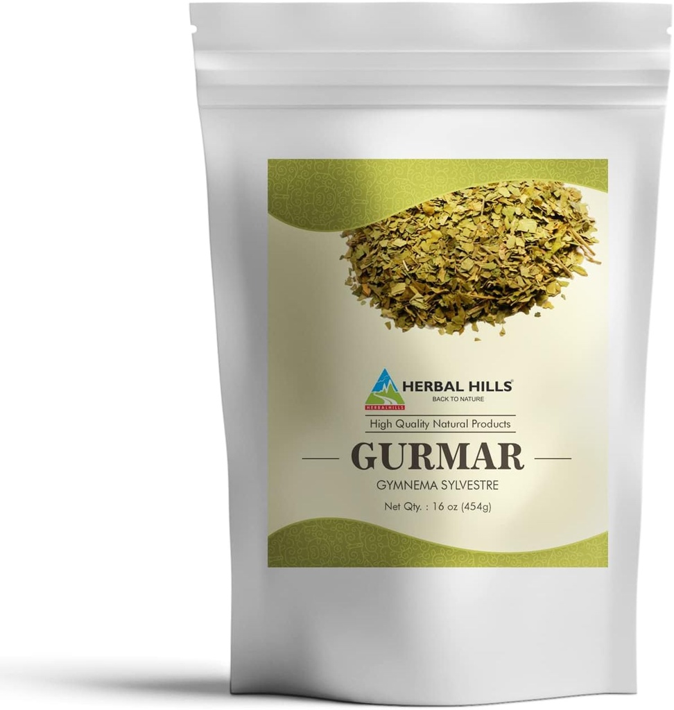 HERBAL HILLS Gurmar 파우더 (Gymnema sylvestre/Natural Gudmar Leaf/Leaves Powder) | 16 Oz (454 GMS) | 정상적인 포도당 수준을 유지 하는 데 도움이
