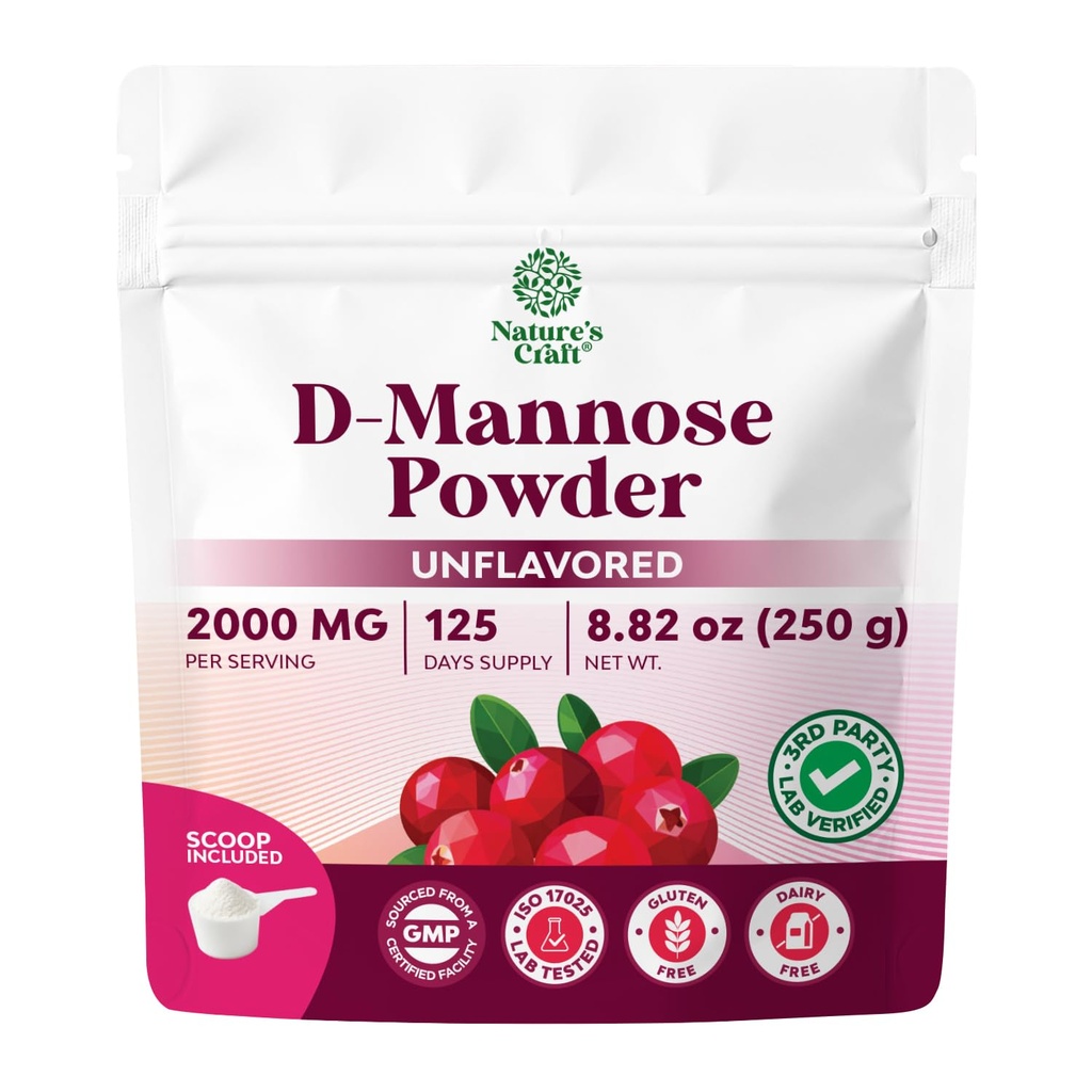 D Mannose Powder for Urinary Tract Health - Support Bladder Health with Premium D-mannose - Unflavored - Gluten and Soy Free - Dissolves Easily - Cleanse and Protect Urinary Tract - 8.82 oz (250 g)