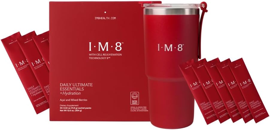 IM8 Beckham Stack Set, Longevity NAD Supplement & Essentials All-in-One Multivitamine Supplement Powder, for Anti Aging & All Wellness (30 Servings, Beckham Stack - Travel Set)
