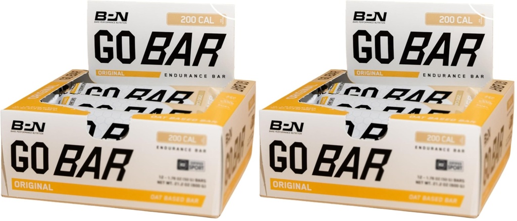 BARE PERFORMANCE NUTRITION Go Bar, Oat Based Endurance Training Snack 36g of Carbohydrates and 200 Calories Per Serving, 12 Bars Per Box, Original Oat (Pack of 2)