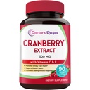 Doctor's Recipes Cranberry Pills for Women, 500mg Cranberry Extract with Vitamin C & E, for Urinary Tract Health Support, Vegan, 90 Capsules