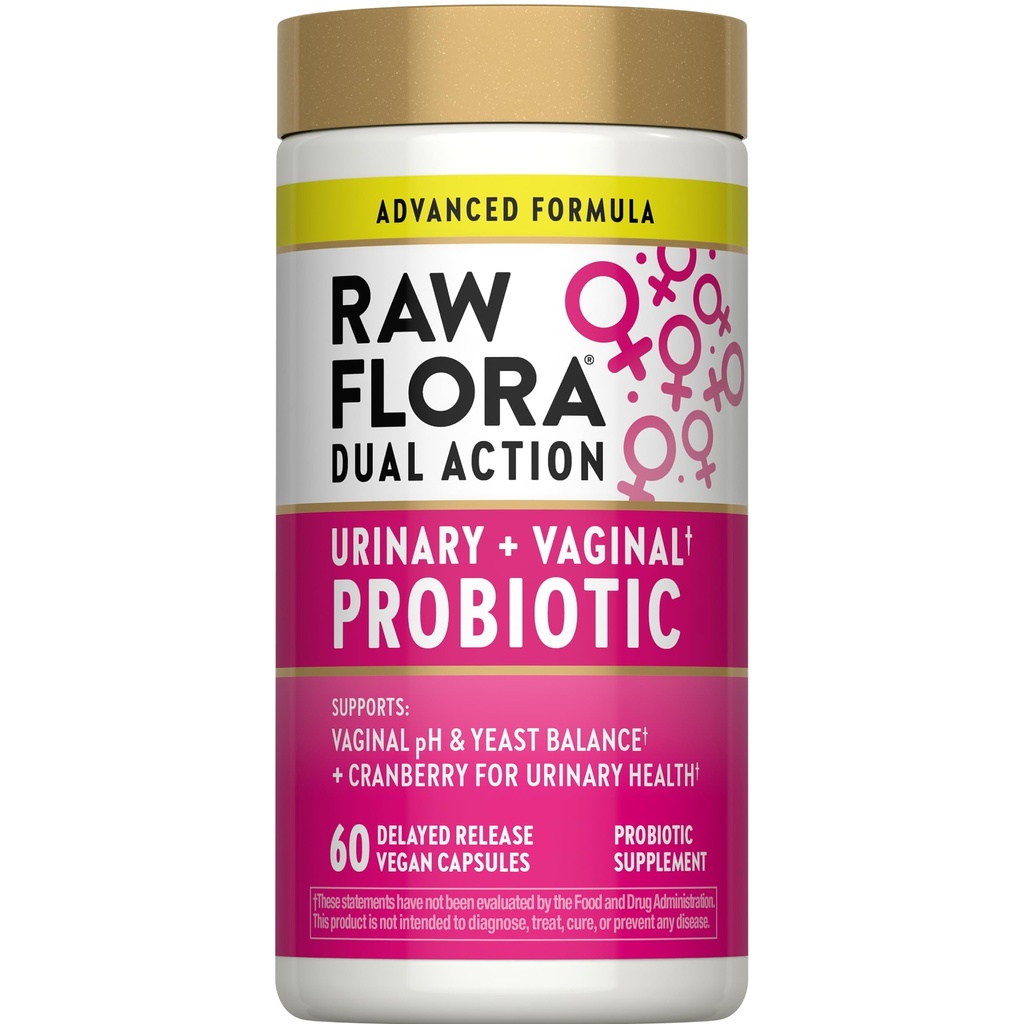 Raw Flora Probiotics for Women | Urinary and Vaginal Probiotic | 60 Capsules | with Cranberry Extract | Vegan & Gluten Free Supplement