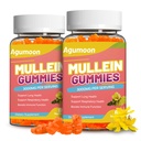 2PACK 3000MG Mullein Gummies, Extra Strength Mullein Leaf Extract with Quercetin, Bromelain for Lung Detox & Immune Support, Mango Flavor, 120 Count