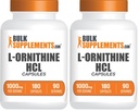 BulkSupplements.com L-Ornithine HCl Capsules - L-Ornithine Hydrochloride, L-Ornithine 1000mg - Amino Acids Supplement, Gluten Free, 2 Capsules per Serving, 180 Count (Pack of 2)