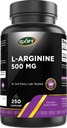 Oxify L-Arginine 500 mg | 250 Capsules | Gluten-Free, Non-GMO | Supplement Made in USA