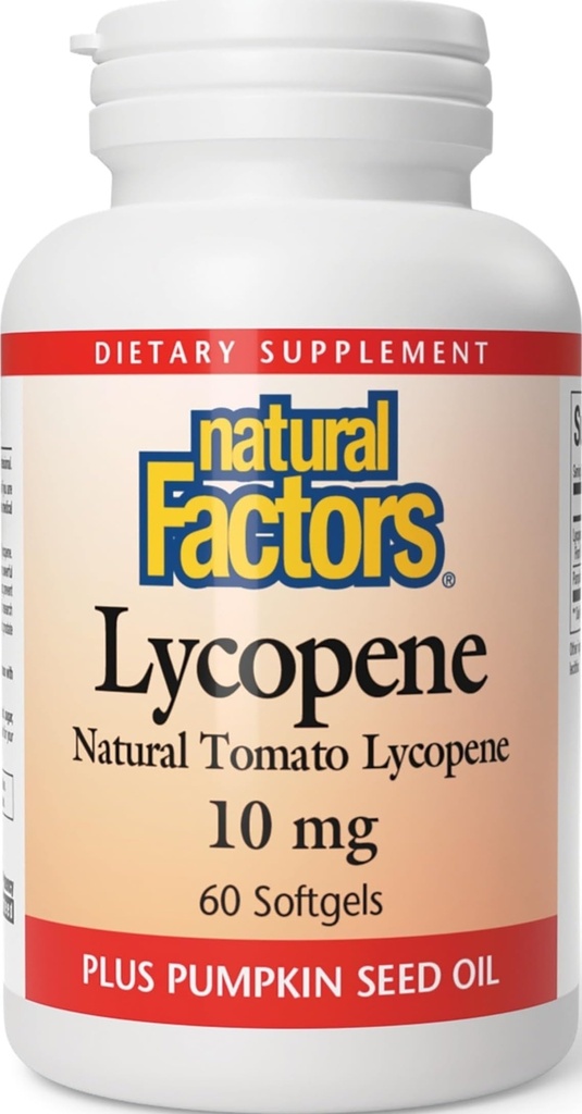 Natural Factors, Lycopene 10 mg, Antioxidant Support to Help Reduce Free Radical Damage with Pumpkin Seed, 60 softgels (60 servings)