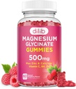 Magnesio Glycinate Gummies 500mg Magnesio gehigarria Calcium, Zinc, C bitamina, B6, D3-Calm Gummies Chewable Kids & Adults-Sleep, Mood & Muscle Support-Raspberry Flavor, 60 Gummies