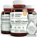 Natural Nutra Cal-Mag Citrate with Vitamin D3,1000/500 mg Complex, Strengthen Bone density, Muscle and Nerve Health, Help maintain Healthy Teeth, Highly Bioavailable Sources, 100 Vegan Tablets