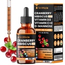 Cranberry Extract Liquid for Women - 18in1 with D-Mannose & Probiotics, Hibiscus, Chasteberry, Ashwagandha, Marigold, Red Clover, Dong Quai and More - 1 Fl Oz