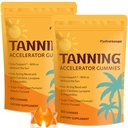 Tanning Gummies with Astaxanthin – Golden Glow & Skin Radiance – 120 Count | Sunless Tanning Supplement with Beta Carotene, Lycopene & L-Tyrosine for Women & Men – Vegan & Sugar Free