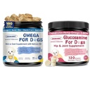 ZEBORA Salmon Oil & Glucosamine for Dogs, Omega 3 Fish Oil for Dogs Skin and Coat