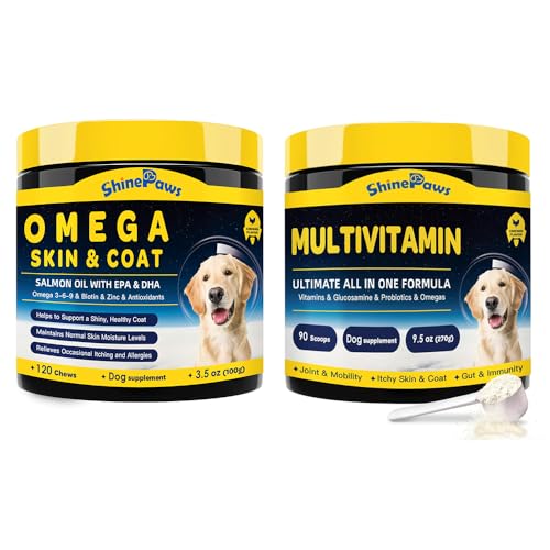 Dog Vitamins & Multivitamin Powder, Omega 3 for Dogs, Salmon Fish Oil for Dogs