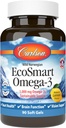 Carlson - EcoSmart Omega- 3, Sumber Sustainable, Promotes Heart, Brain, Vision & Joint Health, Lemon, 90 buah lembut