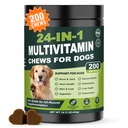 24-in-1 Dog Vitamins and Supplements 200 Ct Daily Multivitamin for Dogs | Hip & Joint, Skin, Digestion, Immune, Heart, Brain, Eye Health Support with Glucosamine, Probiotics, Omega 3 - Peanut Butter
