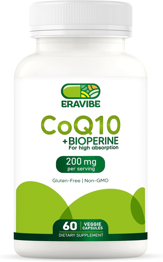 CooQ10 รองรับพลังงานสูง absorpation with biperine, 200 mg ต่อการให้บริการ, 60 Vegie Capsoles, Glute-free-GMO