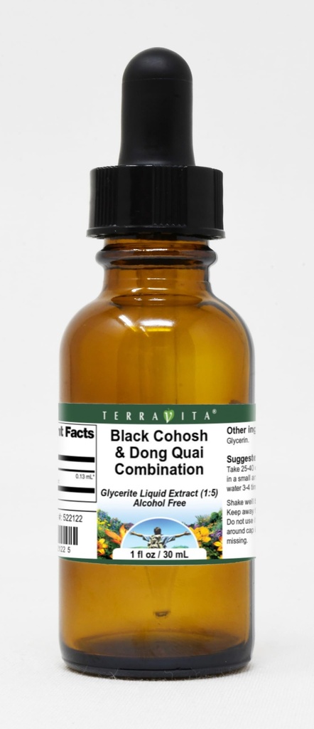 TerraVita Black Cohosh & Dong Quai Combination Glycerite Liquid Extract (1:5) - No Flavor (1 oz, ZIN: 522122)