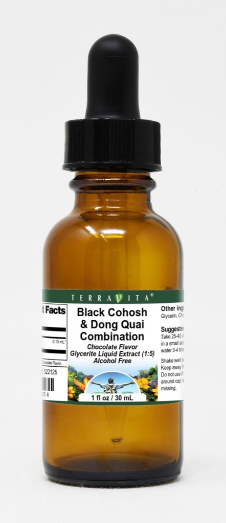 Black Cohosh & Dong Quai Combination Glycerite Liquid Extract (1:5) - Chocolate Flavored (1 oz, ZIN: 522125) - 3 Pack
