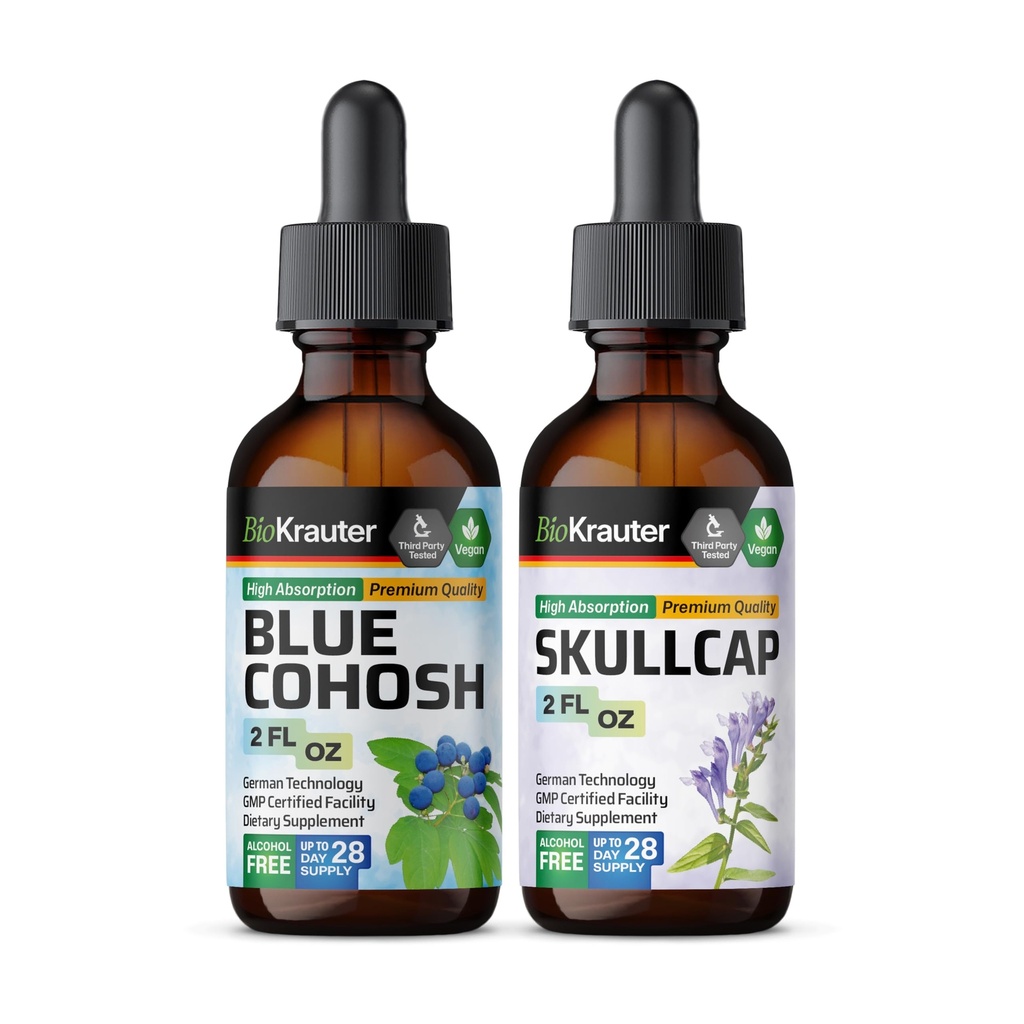 Blue Cohosh Tincture 2 Fl. Oz. & Skullcap Tincture 2 Fl. Oz.