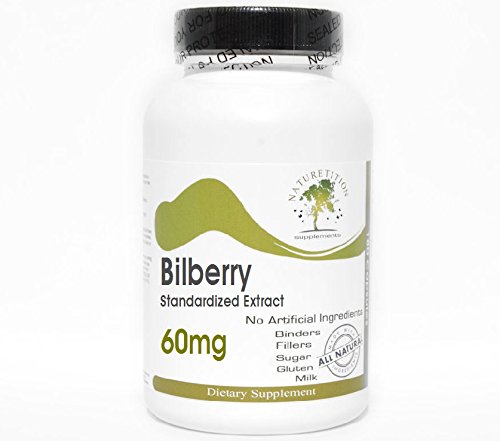 Bilberry Standardized Extract 60mg ~ 200 Capsules - No Additives ~ Naturetition Supplements