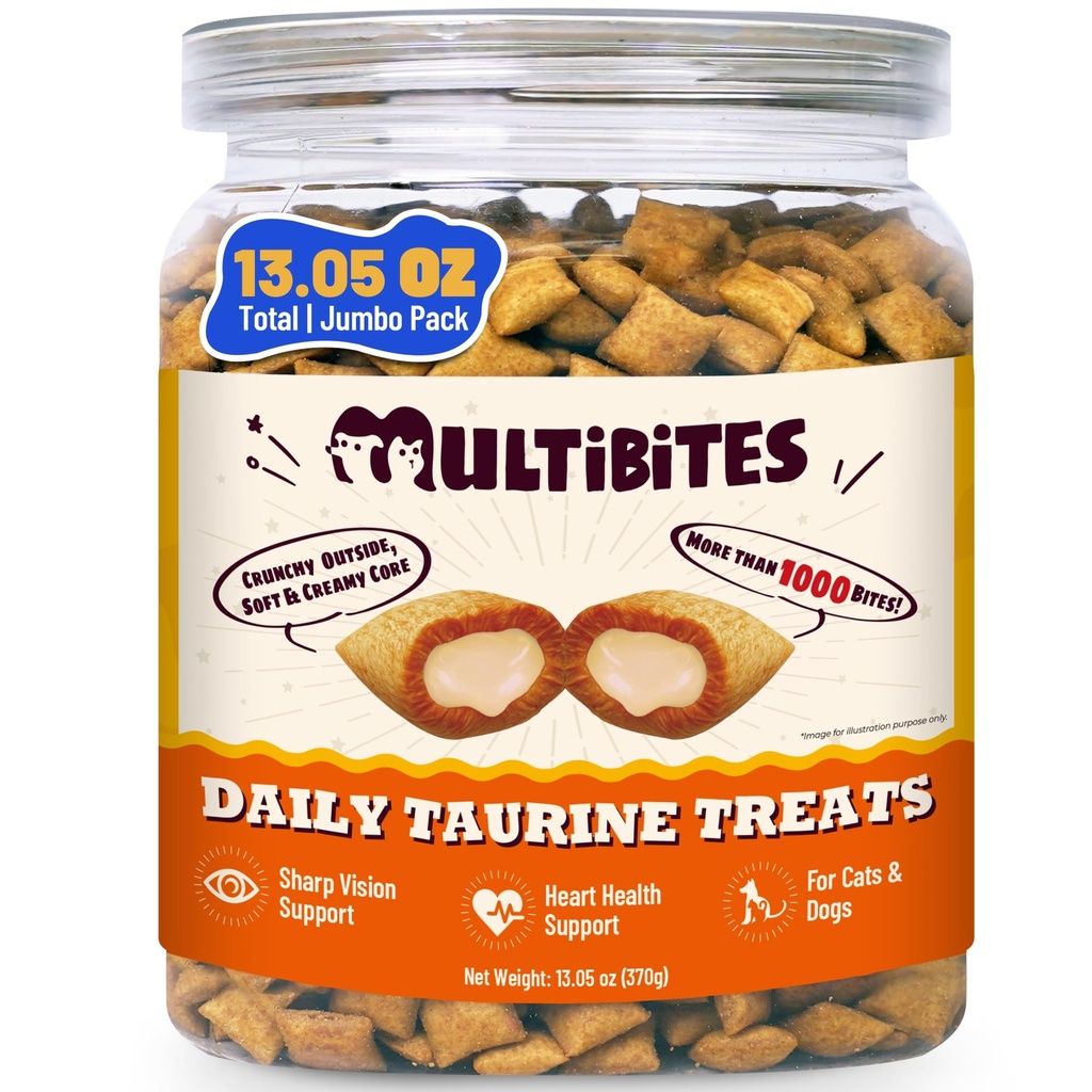 13.05 oz Taurine for Cats Vitamins Treats, Cat Taurine Supplement with Multivitamin & Omega-3 - for Heart, Vision & Immune Support, Skin & Coat Health, Chicken Flavor