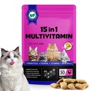 Cat Multivitamin Chews, 15-in-1 Multivitamin Cat Treats for Heart Health, Joint, Skin & Coat, Immune Digestive Support, Supplements & Vitaminsfor Cats, Chicken Flavour (30-Day Supply)