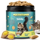 Cat Multivitamin Treats with Taurine, 500 Chews for All Ages | Crunchy & creamy vitamin chews support immunity, joints, digestion, skin and coat. Daily nutritional supplement for cats