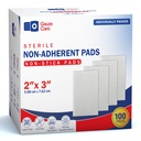 Gauze Care 2x3 Inch - Pack 100 Non-Stick Gauze Pads for Wounds, Non-Adherent, Highly Absorbent, Painless Removal, Individually Wrapped for Extra Protection