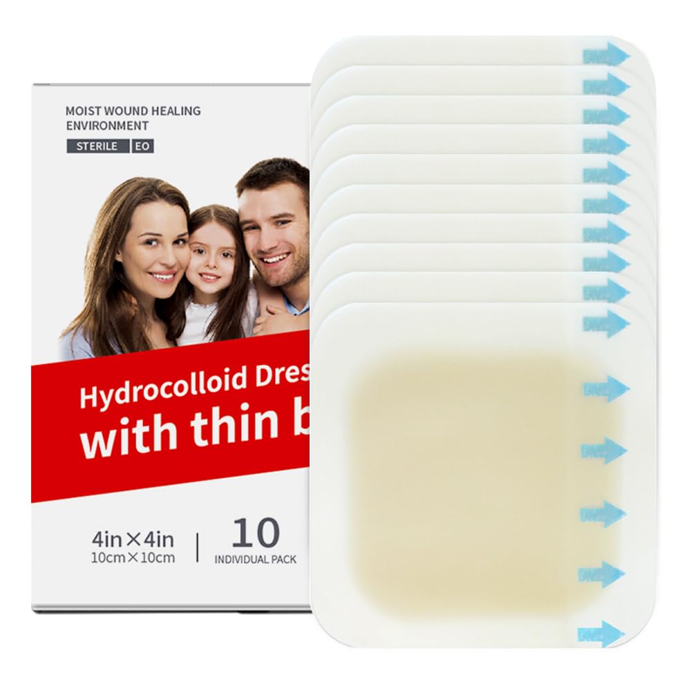 Hydrocolloid Wound Dressing with thin Border 10 Packs Adhesive Bandages for Wounds Absorbent Bandaging Pads for Wound Care