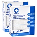 Vakly Sterile Abdominal ABD Combine Pads 8x10, High Absorbency Gauze, 40 Pk | Non-adherent, wound dressing, first aid pads, surgical pads, post op care, trauma pads, individually wrapped, heavy drainage
