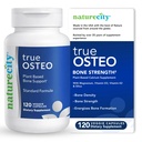 NatureCity True-Osteo Plant-Based Supplement for Bone Strength | AlgaeCal Calcium & Magnesium, Plant-Based Vitamin D3, Vitamin K2, Silicon| Gentle on Stomach (120 Veggie Capsules)