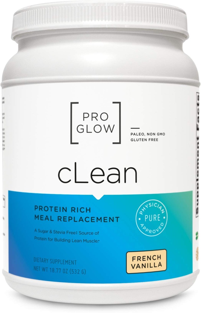 Plant-Based French Vanilla Flavor Protein Powder - ProGlow Clean (14 Servings)