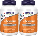 NOW Supplements, L-Tyrosine 500 mg, Supports Mental Alertness*, Neurotransmitter Support*, 120 Capsules (Pack of 2)