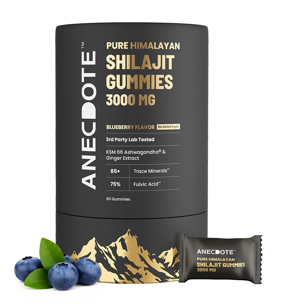 ANECDOTE Himalayan Shilajit Gummies 3000mg | Boosts Energy & Stamina | Supports Muscle Strength & Recovery | Enhances Nutrient Absorption | 75% Fulvic Acid, 85+ Trace Minerals | Pack of 60