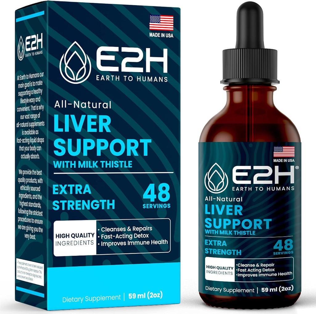 Liver Cleanse Detox & Fix - Herbal Liver Support Milk Thistle תוסף - Silymarin Milk Thistle תוספת עם Dandelion Root, צ'נקה Piedra, Turmeric Root & Artichoke - 2 Fl Oz על ידי E2Hh