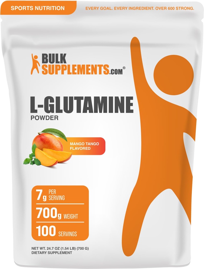 BulkSupplements.com L-Glutamine Powder - Glutamine Supplement, Amino Acid Supplement - Mango Tango Flavor, 7g per Serving, 700g (1.5 lbs) (Pack of 1)
