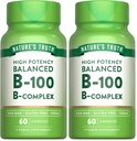 Nature's Truth Vitamin B Complex for Women and Men | 60 Capsules | High Potency B-100 | Vegan, Non-GMO & Gluten Free Supplement (Pack of 2)