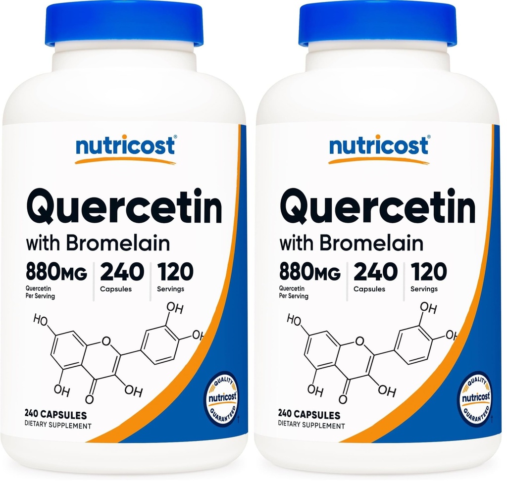 Nutricost Quercetin 880mg, 240 Vegetarian Capsules with Bromelain (165mg) - 120 Servings (440mg Quercetin Per Cap) - Gluten Free, Non-GMO (Pack of 2)
