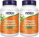 Now Supplements,Turmeric Curcumin with BioPerine,Immune System Support,Standardized to 95% Curcuminoids,Enhanced Absorption*,90 Veg Capsules,(Pack of 2)