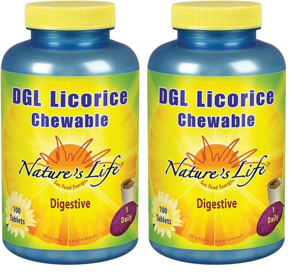 Nature's Life DGL Licorice Tablets, 380 Mg, Chewable, 100 Count (Pack of 2)