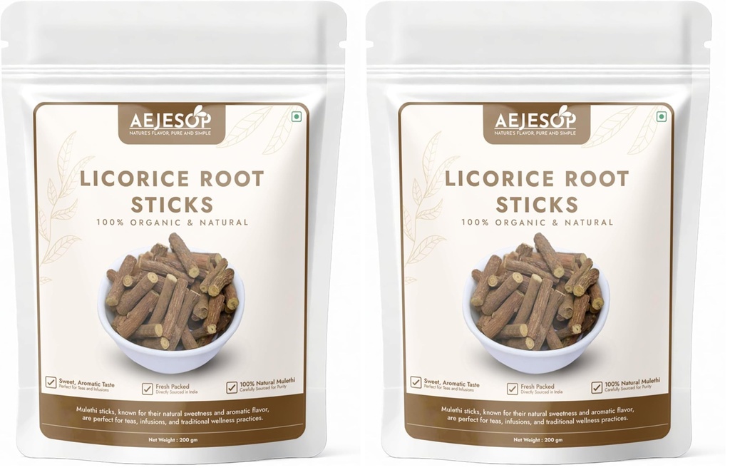 AEJESOP Licorice (Mulethi) Sticks, 7oz(200g) (Pack of 2)