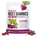Beet Root Gummies 8 in 1, 4,000mg Beetroot Extract with CoQ10, Grape Seed Extract, Vitamin B12 & C, Sugar Free Daily Wellness Supplement, 90 Chews, Beetroot Capsules Organic