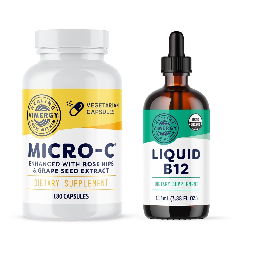 Vimergy Micro-C Capsules (180 Count) & Liquid B12 (115 mL) Kit