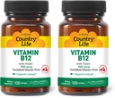 Country Life Vitamin B12 with Folate, Supports Energy & Red Blood Cell Production, 500mcg, 100 Lozenges, Certified Gluten Free, Certified Vegan, Certified Halal, Non-GMO Verified (Pack of 2)
