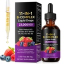 Vitamin B Complex,Vitamin B12 Liquid Drops,B12 Methylcobalamin | B9 Folic | B1,B2,B3,B5,B6,B7 | Immune & Energy Metabolism,Berry Flavor | for Women & Men-Vegan，Non-GMO