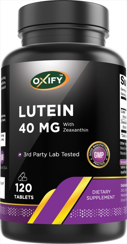 Oxify Lutein 40 mg | 120 Tablets | Gluten-Free, Non-GMO | Supplement Made in USA