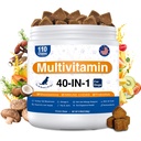 Dog Multivitamin, 40-in-1 Dog Vitamins and Supplements Chewable Contain Probiotics Omega-3 Glucosamine, Multivitamin for Dogs Skin Coat Heart Joint Liver Brain Eyes Immune Support (110ct)