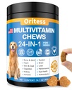 Dog Vitamins and Supplements 200 Chews 24-in-1 Multivitamin Chewable for Dogs with Glucosamine Probiotics Omega-3 Dog Chewable for Coat, Heart, HIPS & Joints, Digestion & Immune System