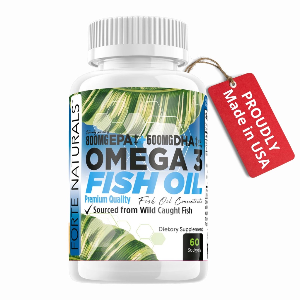 Omega 3 Fish Oil 2000mg HIGH Potency 800mg EPA DHA 600mg BURPLESS Supplement Non GMO Omega 3 Fatty Acid Supplements HIGH DOSE Fish Oil for Dogs Cats Humans Made in USA