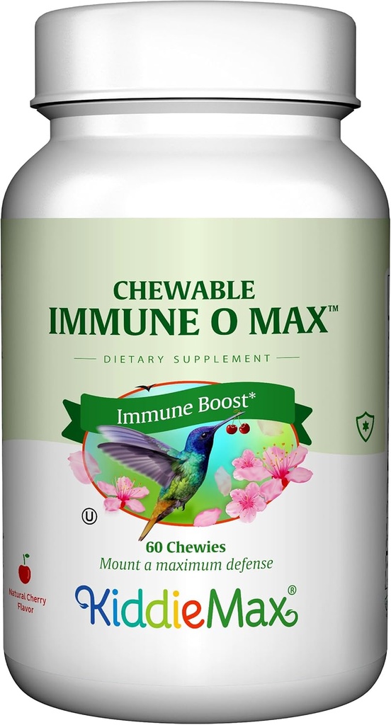 Maxi Health Chewable immunforsvar Booster Blend, C-vitamin, Hyldebær, Zink, Epicor, Glutathion - Immuno- O- Max - Chewable Vitaminer for børn og voksne - 60 Cherry Flavored Chewable Tablets