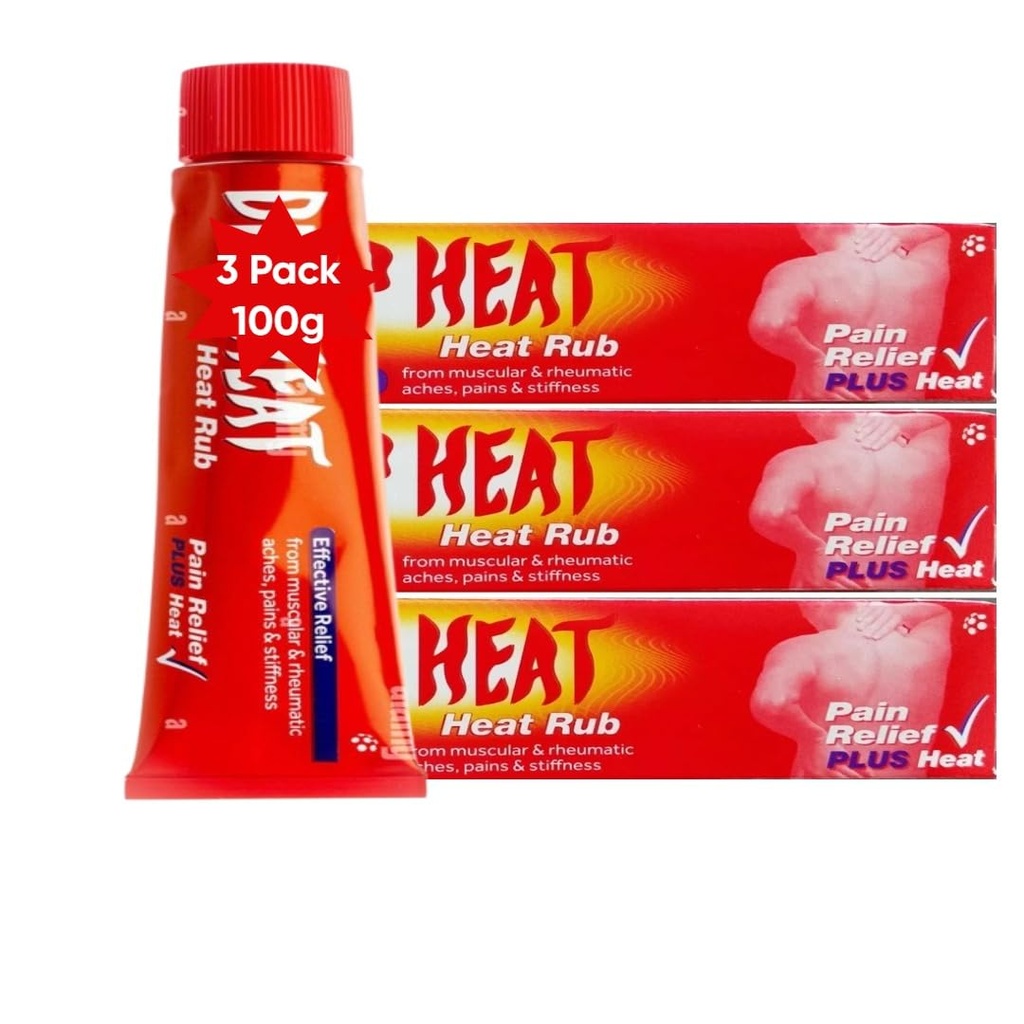 3 Pack - Heat Pain Relief Rub Relief from Muscle Massage Lotion 100g